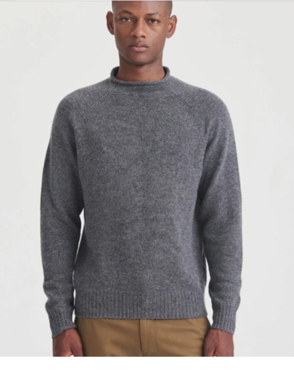 NAADAM Men's Merino Wool Cashmere Cashmino Rollneck Sweater, Granite Gray, Large